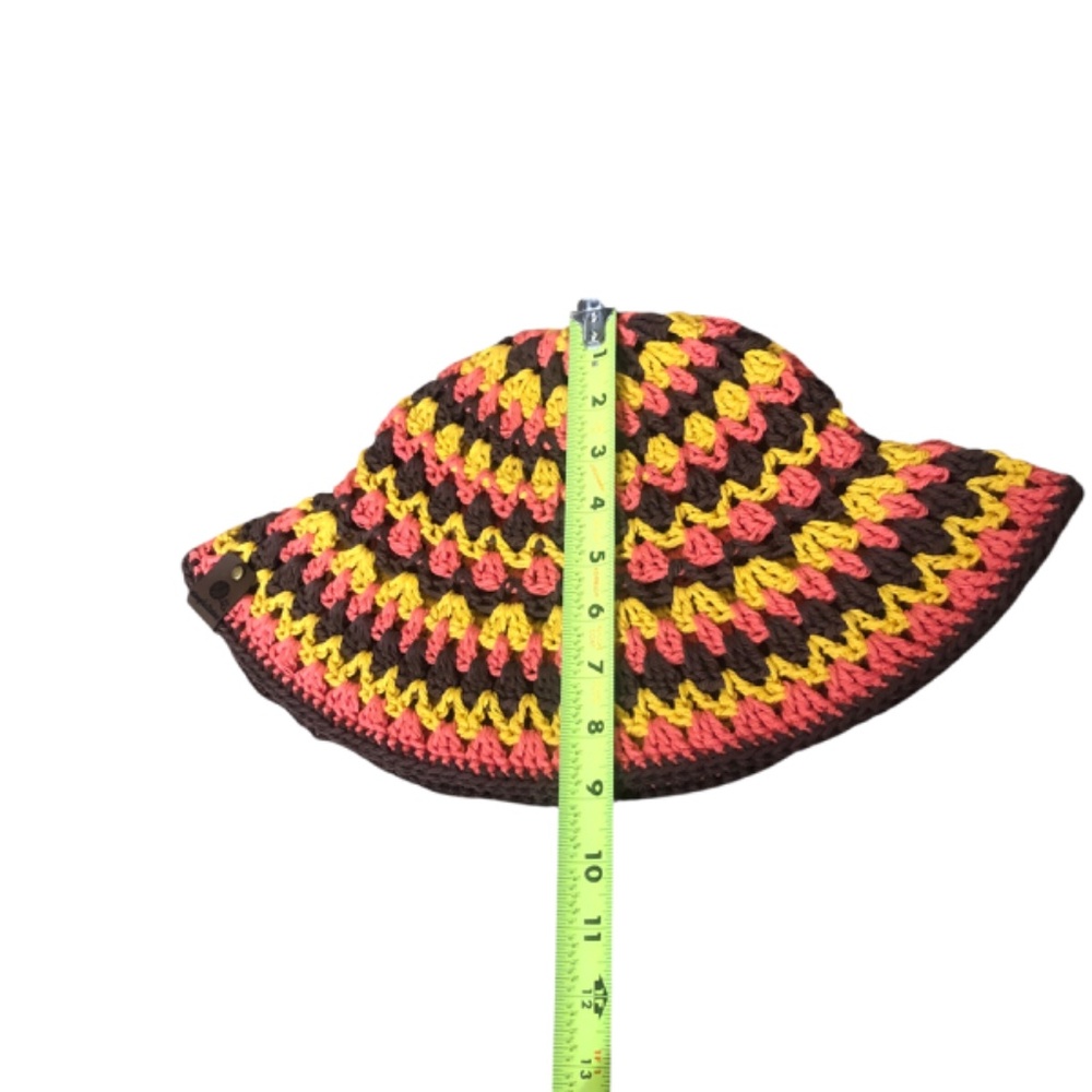 Crochet Bucket Hat | Fall Festival -Brown, Coral, Mustard - Picture 15 of 15
